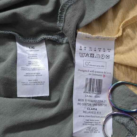 T Shirt Women L Lot of 2 Banana Republic Olsen Yellow Green SS Cotton Mix Casual - Picture 14 of 16